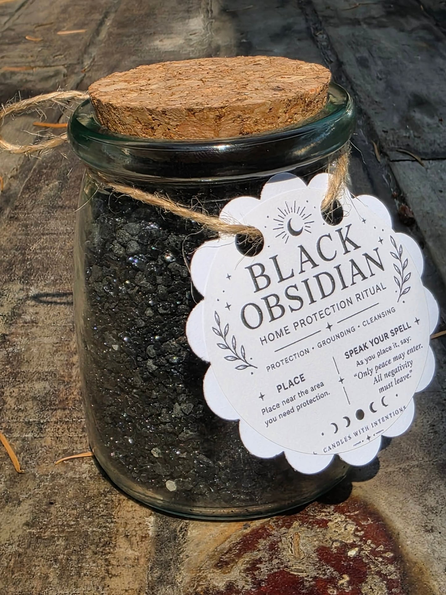 Black Obsidian home protection ritual jar (7oz)