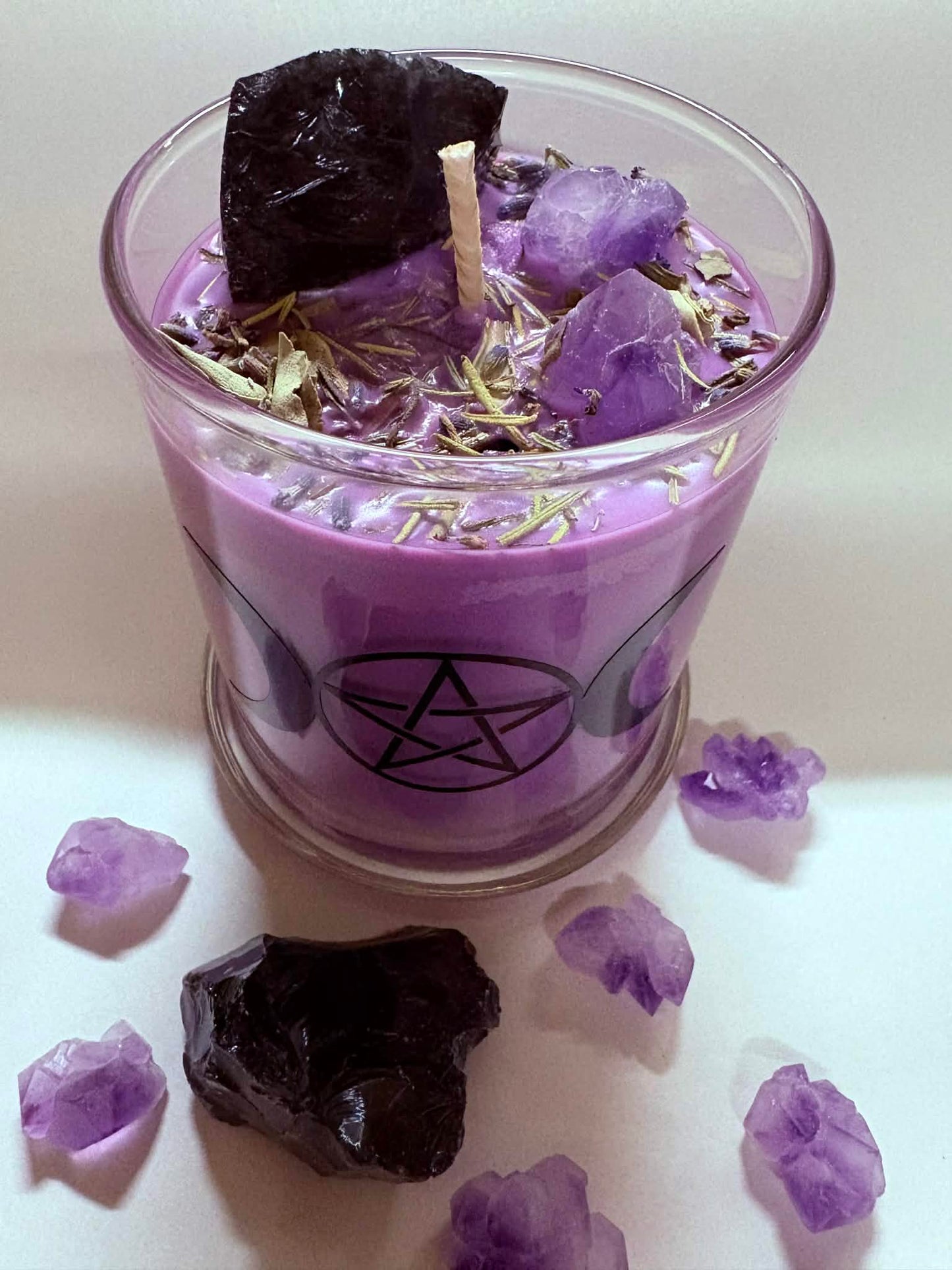Triple Moon Goddess Intention Candle — Lavender • Rosemary • Sage (12.5oz)