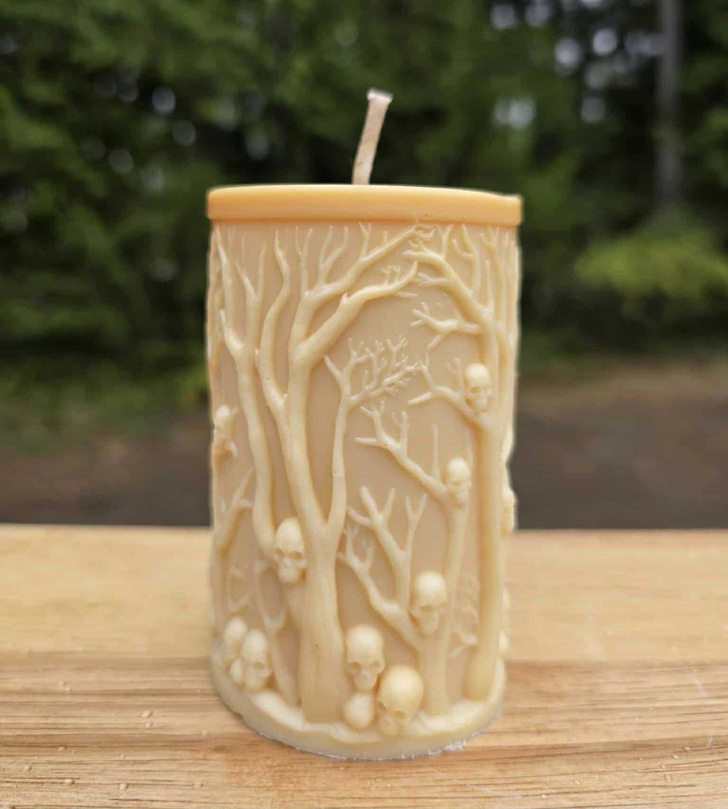 Witch and skull pillar candle (10oz)