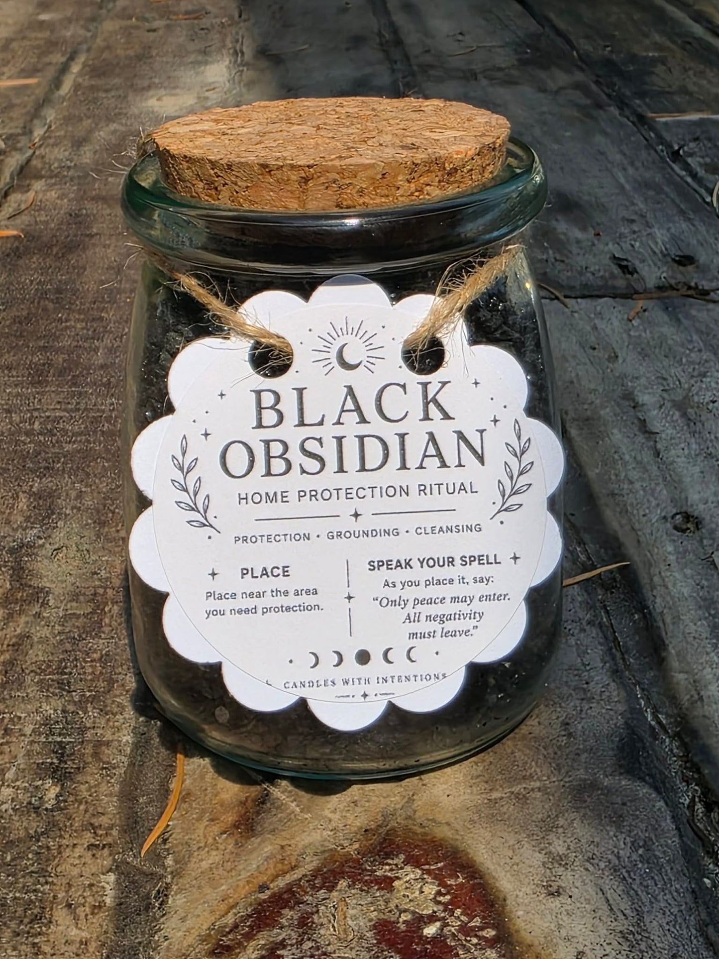 Black Obsidian home protection ritual jar (7oz)