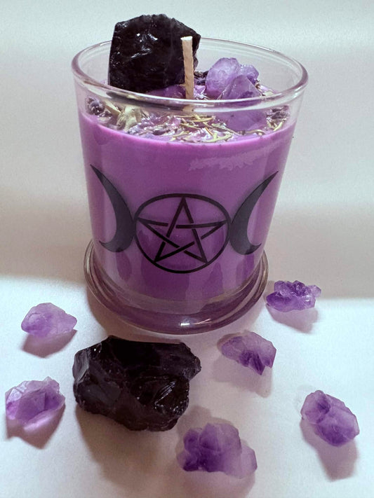 Triple Moon Goddess Intention Candle — Lavender • Rosemary • Sage (12.5oz)