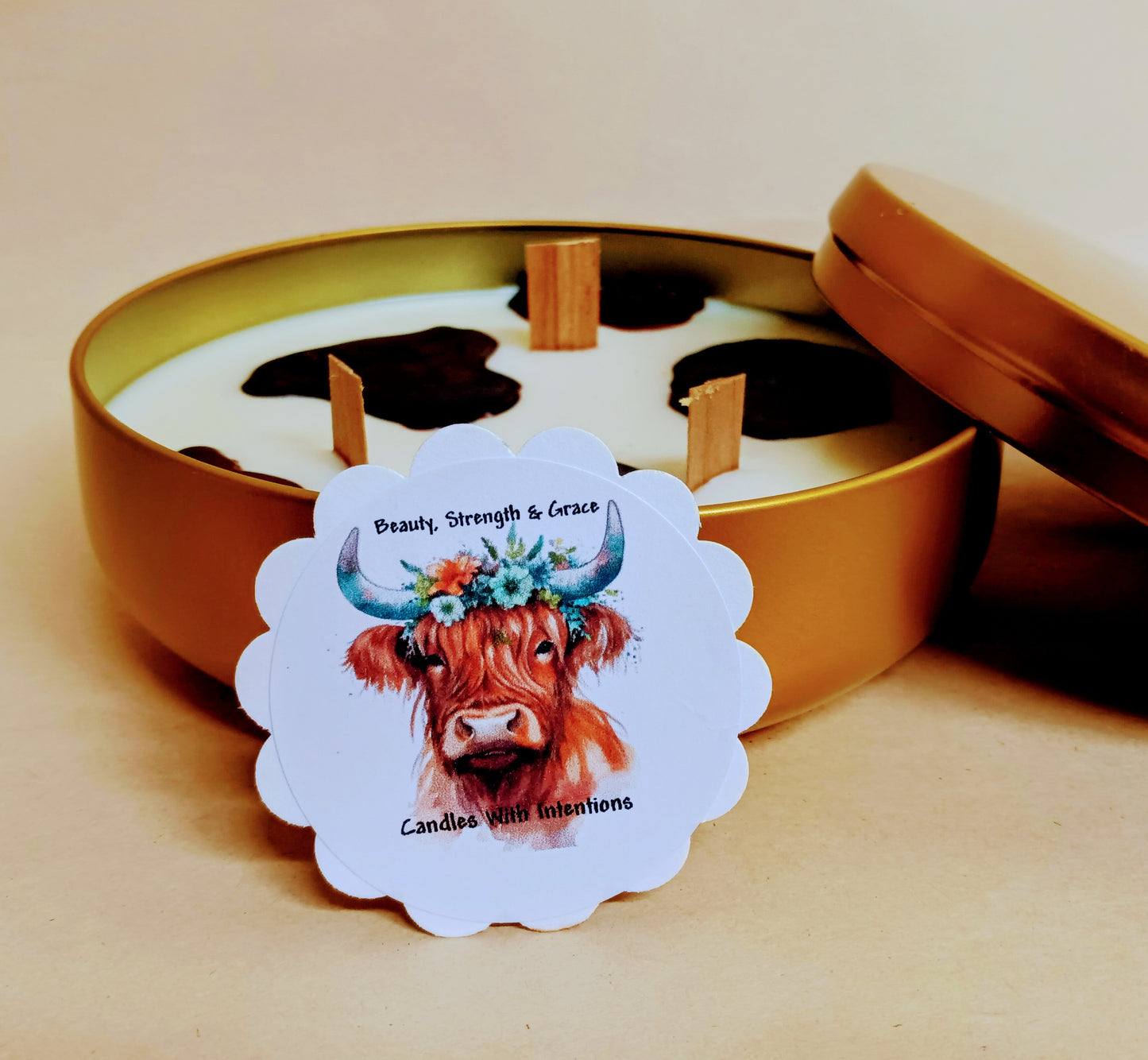 Cow Candle Beauty, Strength & Grace (Large 16oz tin)