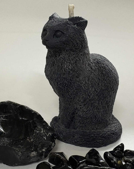 Black Cat Familiar Candle (3.6in x 2.2in)