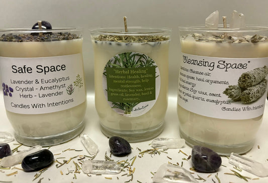 Calming Bundle. Cleansing space. Safe space. Herbal healing. (Three 16oz Large candles)